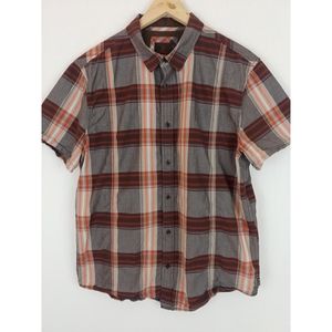 Prana L plaid brown shirt